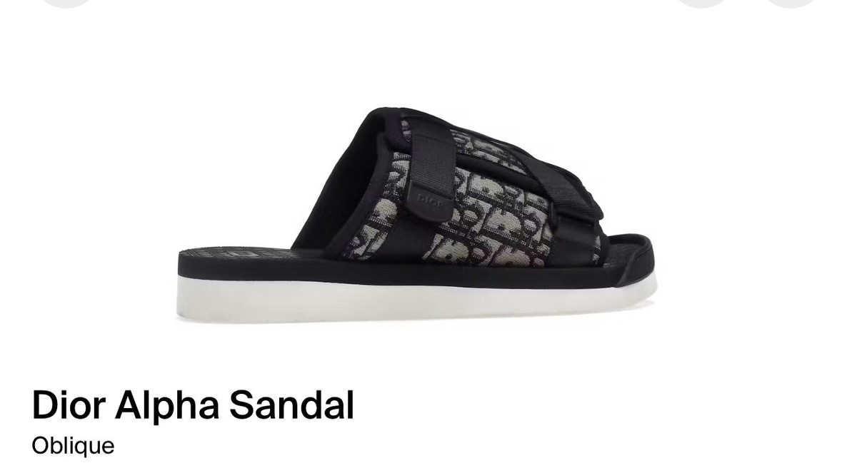 Christian Dior ALPHA Oblique Canvas Sandals Men's Black Logo