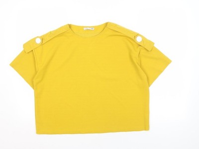 Zara Damen gelbes Kurzarm T-Shirt Größe 12