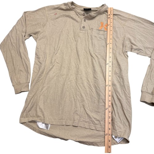 Ariat Men Size Large Brown Long Sleeve Henley Shirt 100% Cotton Flame Resistant - Picture 12 of 14