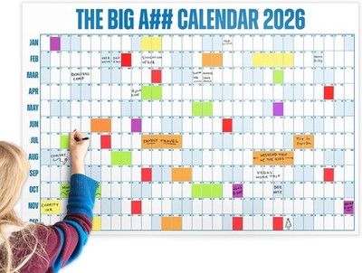 Bigass Calendar 2026 Full-Year Wall Calendar,Large Wall Planner, Dry Erase DE ~~