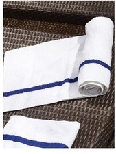 60 pack new large beach resort pool towels in center blue stripe 22x44