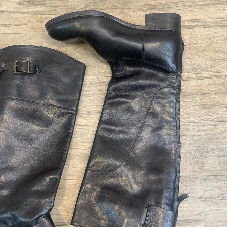 Saks Fifth Avenue 10022 обуви Италии кожи высокий езды назад молнии ботинки 38 7,5 - Изображение 3 из 4