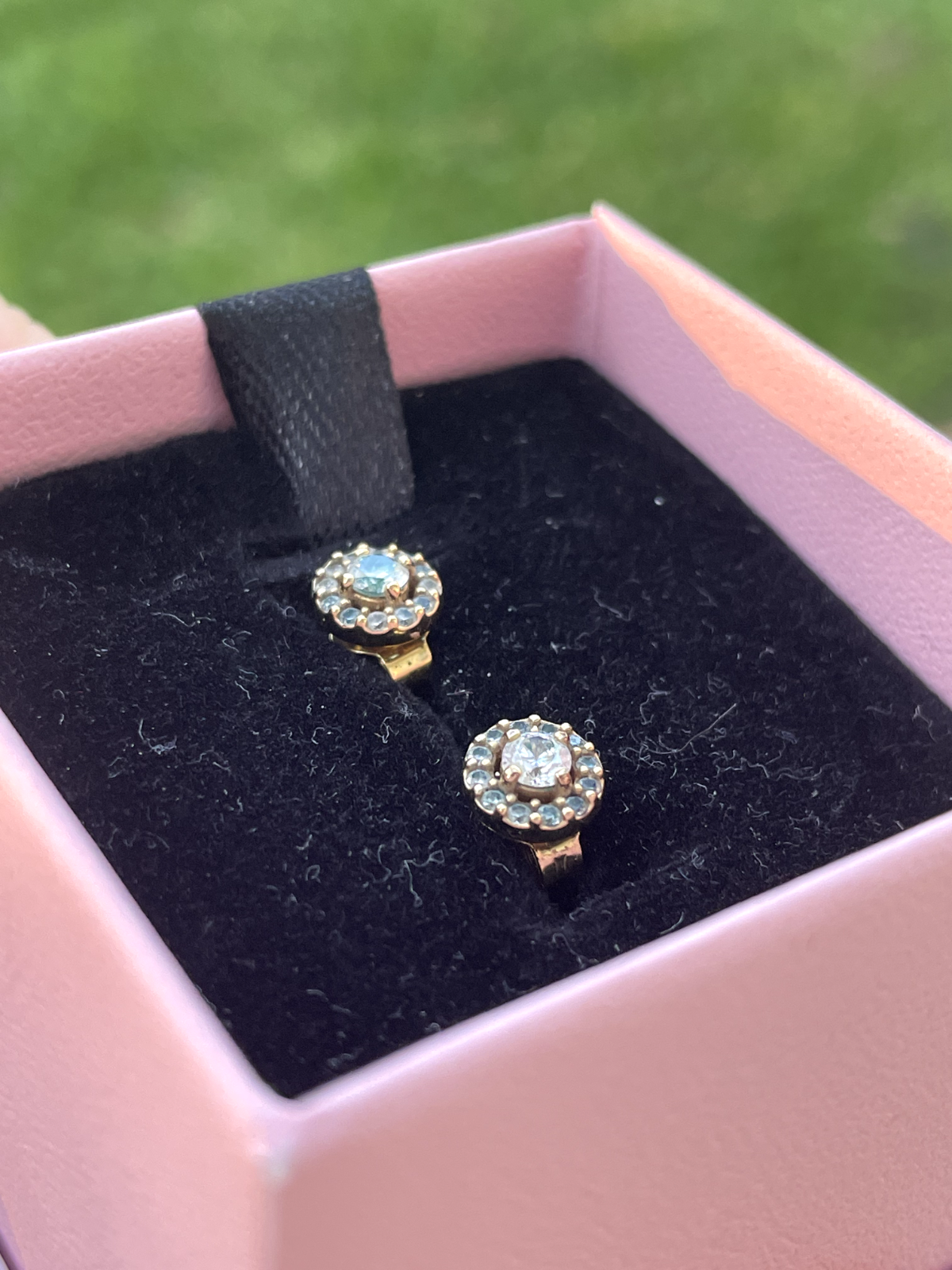 PANDORA 14k Gold Round Pave Halo Stud Earrings 263019C01