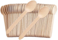 100 Pack Bamboo Spoons Disposable - 6.3 Inch Wooden Spoons Bulk for Parties, Wed