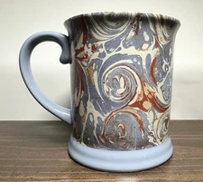 John Derian For Target 2010 Blue Swirl Marbled Stoneware Coffee Mug 11 Oz OOP