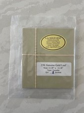 L.A. Gold Leaf. One booklet 25 sheets of 23 carat transfer gold leaf. 3 1/8 sq