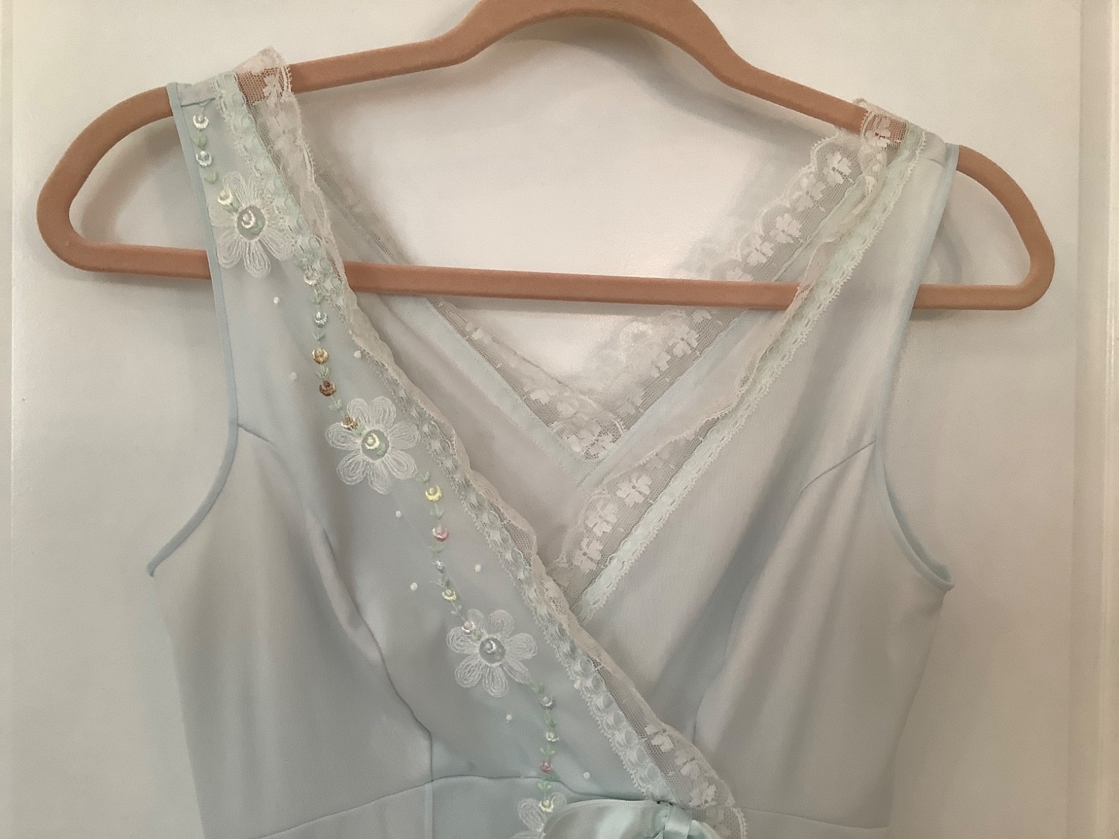 VTG ShadowLine Peignoir Set Petite Blue Long Gown & Robe Wedding Negligee