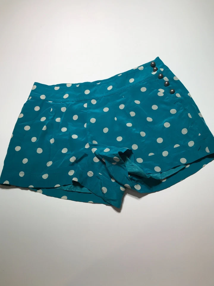 Shorts Plenty by Tracy Reese Feminino 6 Bolinhas Azul 100% Seda Forrado Leve - Imagem 2 de 4