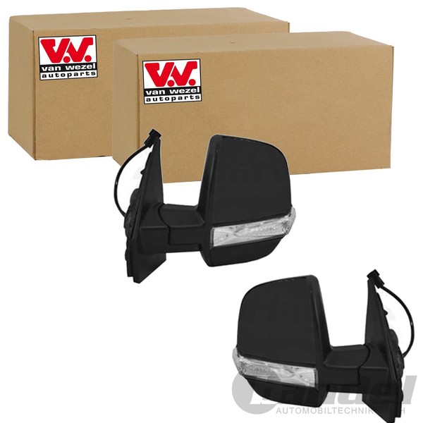 2X VAN Wezel AußEnspiegel Schwarz Rauh Links+Rechts Passend FüR Fiat Doblo Opel-image