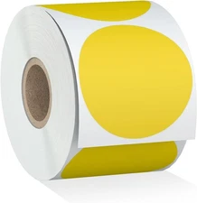 Misofuki 2" 750 Labels Yellow Circle Direct Thermal 2 inch (Diameter), C-1-yl 