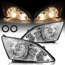 Headlight Assembly Set For 2007-2011 Crv Halogen Chrome Clear Left Right