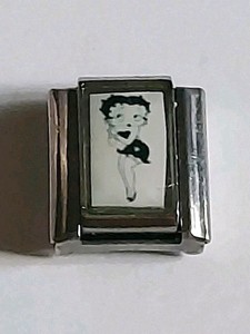 "Betty Boop In Black And White" Italian Charm By Uberry New