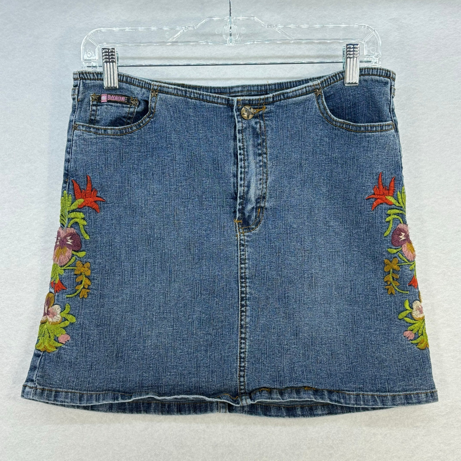 y2k Vintage Bubblegum Denim Floral Mini Skirt Casual Retro Junior's 11/12