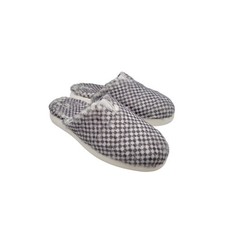 Toms Alpargata Mallow Mule Lunar Check Faux Fur Slippers Gray Women's Size 7