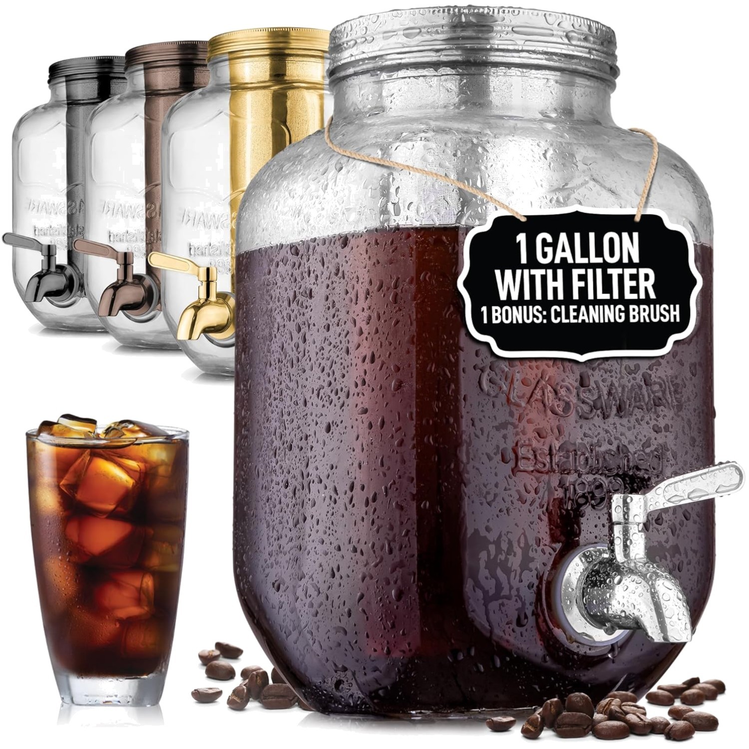 - Elegant Glass Pitcher & Stainless Steel Filter