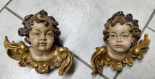 2 Barockengel Wandengel Putte alt antik, geschnitzt, farbig gefasst links rechts