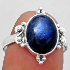 Blue Fire Labradorite - Madagascar 925 Sterling Silver Ring s.8 Jewelry R-1118
