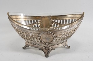 O81F01 Art Nouveau Bowl Metal with Glass Insert Circa 1900