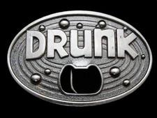 NC23107 VERY FUNNY  DRUNK BOTTLE OPENER  BOOZE BELT BUCKLE