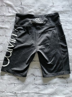 Calvin Klein Performance Women's Biker Activewear Shorts Gray Pull On Pockets