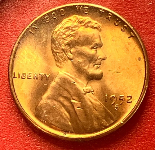 1952-S Lincoln Wheat Cent Penny GEM RED BU From an Original Bank Roll