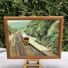 Framed Oil- Grindleford Station Sheffield To Manchester Line 1999 - A. Gilligan