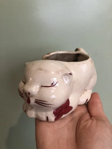 MCM Vintage 1940s Shawnee Pottery Puss n Boots Cat Sugar Bowl Planter READ
