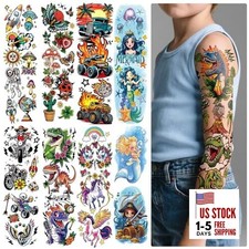 52 Sheets Kids Temporary Tattoos, Full Arm Sleeve Dinosaurs Dinosaurs Mermaid