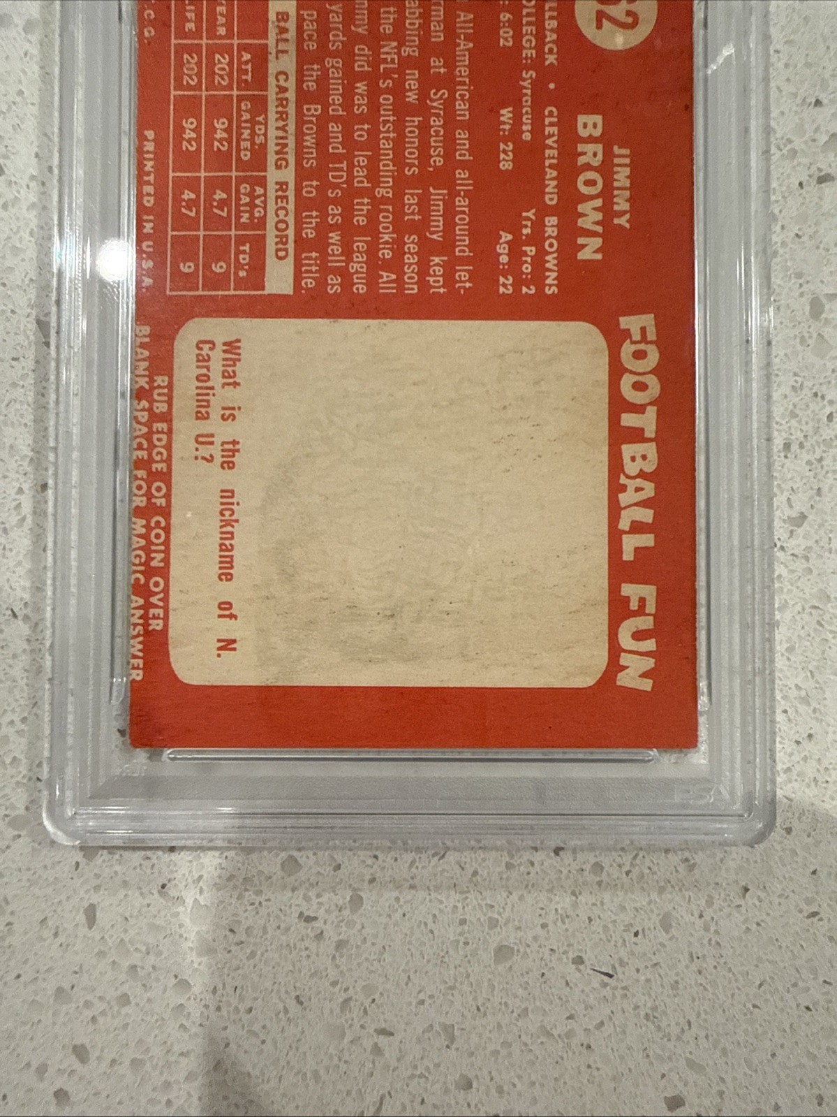 1958 Topps Jim Brown Rookie Card RC #62 PSA 4 view 6