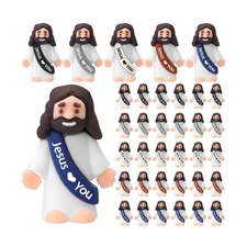 Bememo 50 Pcs Mini Jesus Figures Jesus Loves You Christ Toys Little... Fast Ship