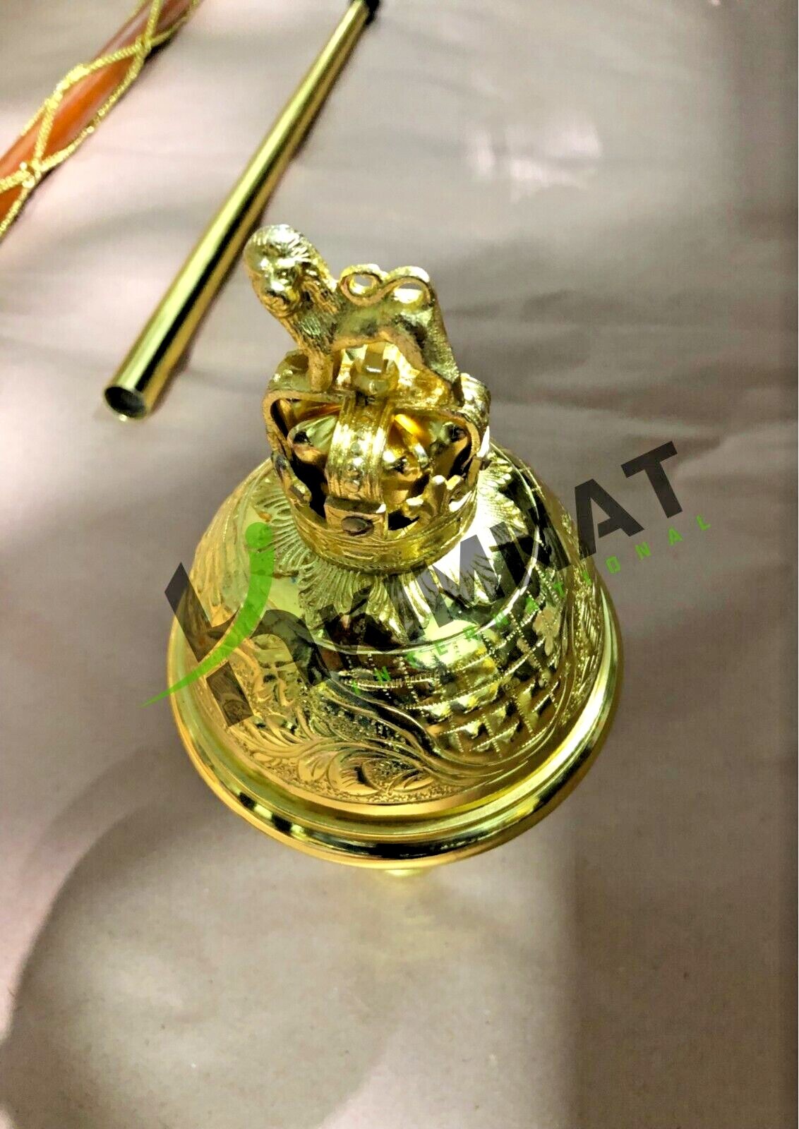 Drum Major Mace Stave & Stick Crown and Lion Embossed Head Gold Three