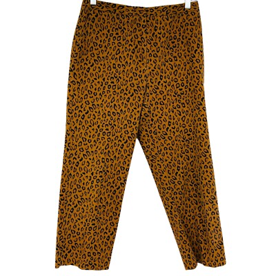 EP Pro Womens Leopard Cropped Pleated Golf Pants Pockets Mid Rise