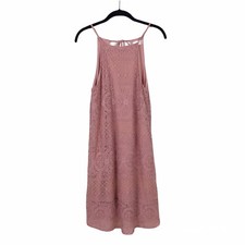 Altar'd State Dress Women's S Dusty Pink Floral Halter Tie Back Lace Lined Short