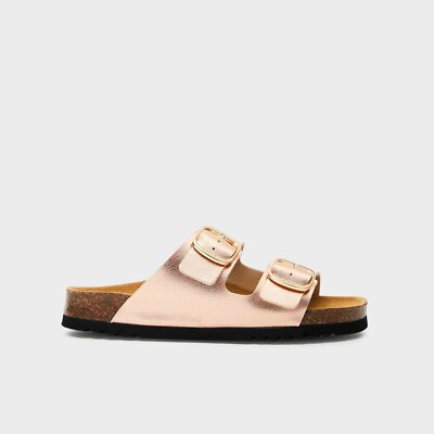 SCHOLL DAMEN SLIPPER MIT ZWEI BÄNDERN LAMINIERT KUPFER JOSEPHINE