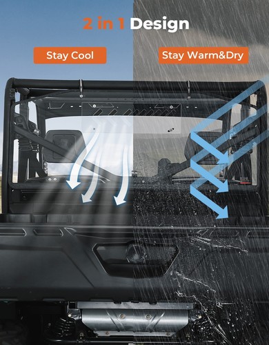 Flip Front + Rear Vented Windshield for Can Am Defender HD 5/ 8/ 10 MAX 2016-24 - Picture 16 of 17