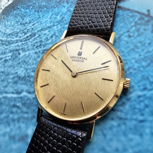 Vintage 18k Solid Gold Universal Geneve Hand-Winding Men's Watch 18ct Serviced! - 第 1/8 張圖片