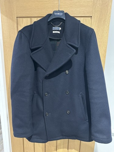 Mens Fred Perry Made In England Navy Pea Coat 46" RRP £349 SOLD OUT - J7146