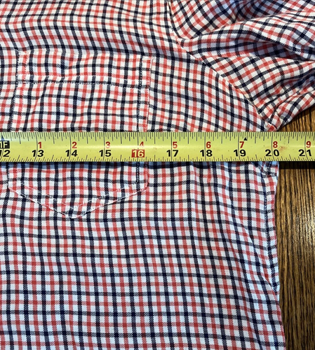 Gap Shirt Damen L tailliert Boyfriend Langarm marine rot kariert Knopfleiste - Bild 13 von 15