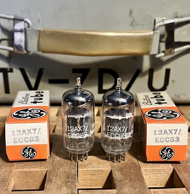 NOS/NIB Matched Pair GE 12AX7 ECC83 Vacuum Tube Tested General Electric Vintage