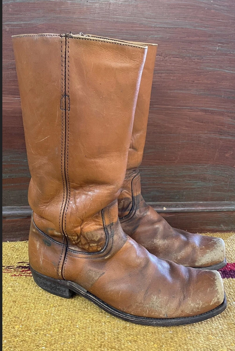 Vintage Leather Black Cowboy Boots Great Low Shaft / Ranch 