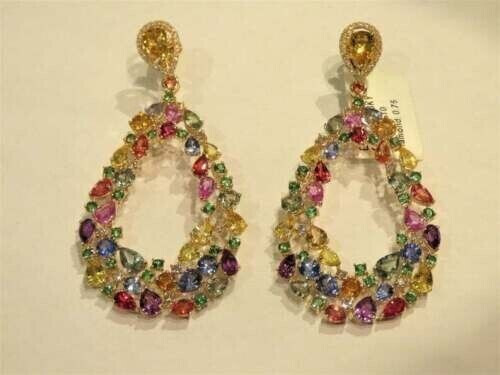 Attractive 12 TCW Multi Shape & Simulated Color Gemstone Women's Fine Earrings - Picture 1 of 8