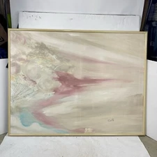 1980s Contemporary Large Canvas Oil Painting Gallery Artist Wolff Harris Strong