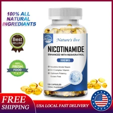 500MG Nicotinamide Vitamin B3 Supplement, 120 Capsules, Anti-aging Skin Health