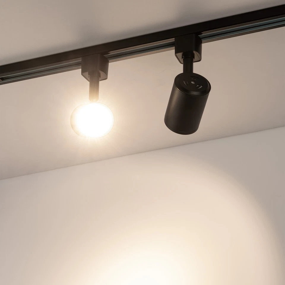 Paquete de 12 cabezales de iluminación LED de pista de 6,5 W compatibles con pista tipo H 4000K negro Foto 3 de 4