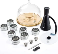 Elegant Cocktail Smoker Kit - Complete Whiskey Drink Smoking Gun with 8 Flavors 
