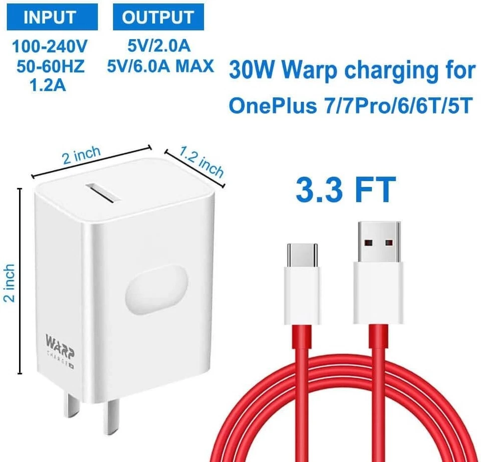 Charger White USB-C 30W Fast Rapid Power Adapter for OnePlus Phones - Image 4 of 4