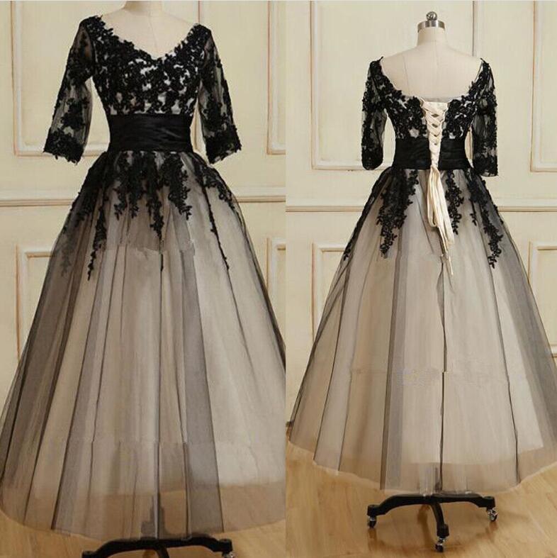women's black formal dresses Berylove Women Tie Dress with Slit Off The Shoulder A Line Tea Length Dress Short_Corset_Dress Made of silk or Size Alpha:UK-XXL High Neck A-line Wedding