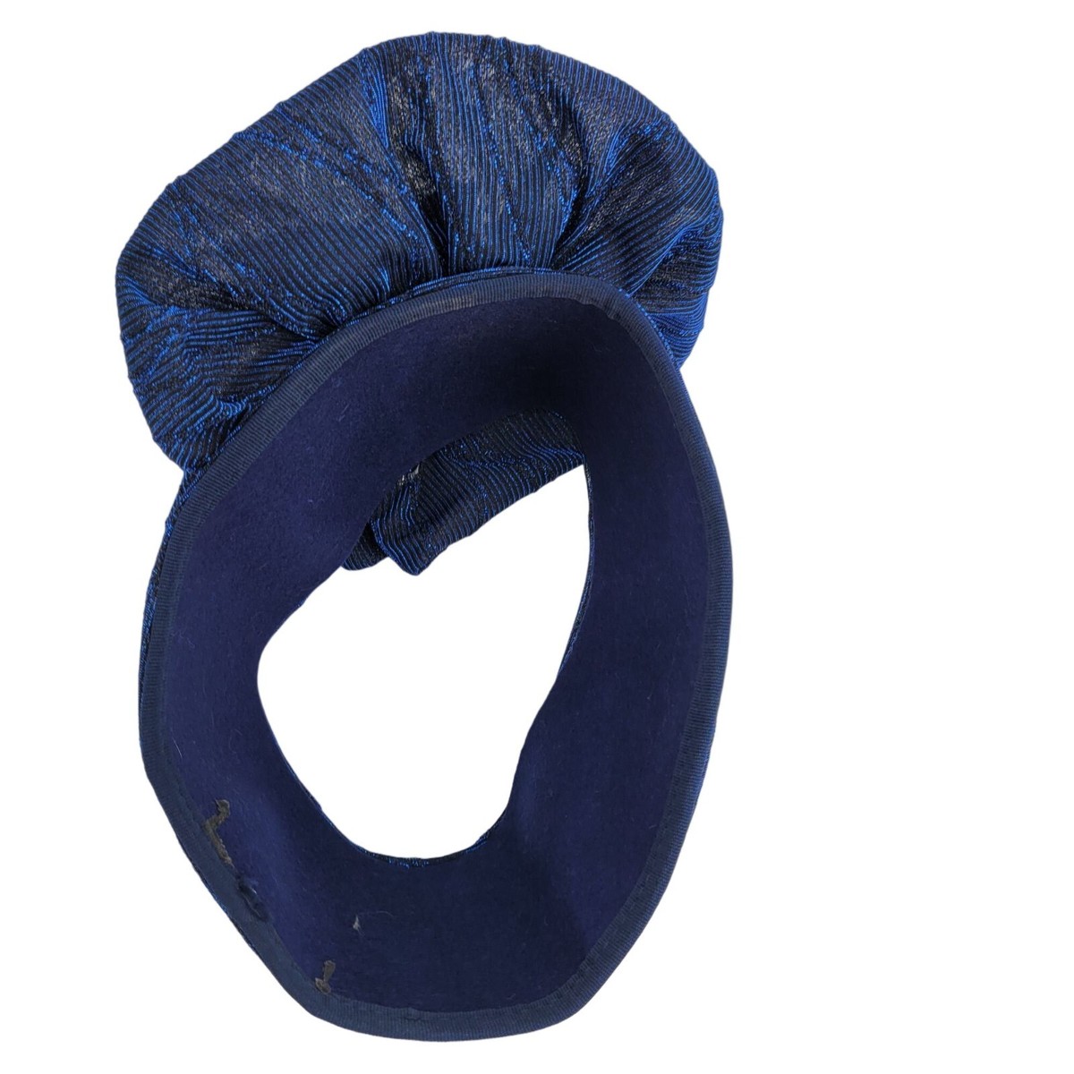 Vintage 80s Flapper Hat Blue‎ Sparke Metallic Sequin 3D Flower Great Gatsby Glam Vintage 80s‎ Flapper Hat Blue Sparke Metallic Sequin 3D  main image 4