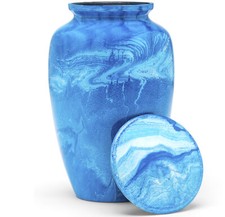 Cremation Urn for Human Ashes  Funeral Urn for Adults Remains Velvet Bag- Blue