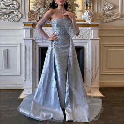 aqua blue homecoming dresses Bella Gown – Lavender Blossom Dress with V-Neck & Floral Appliqués Lavender / US2 main image 1